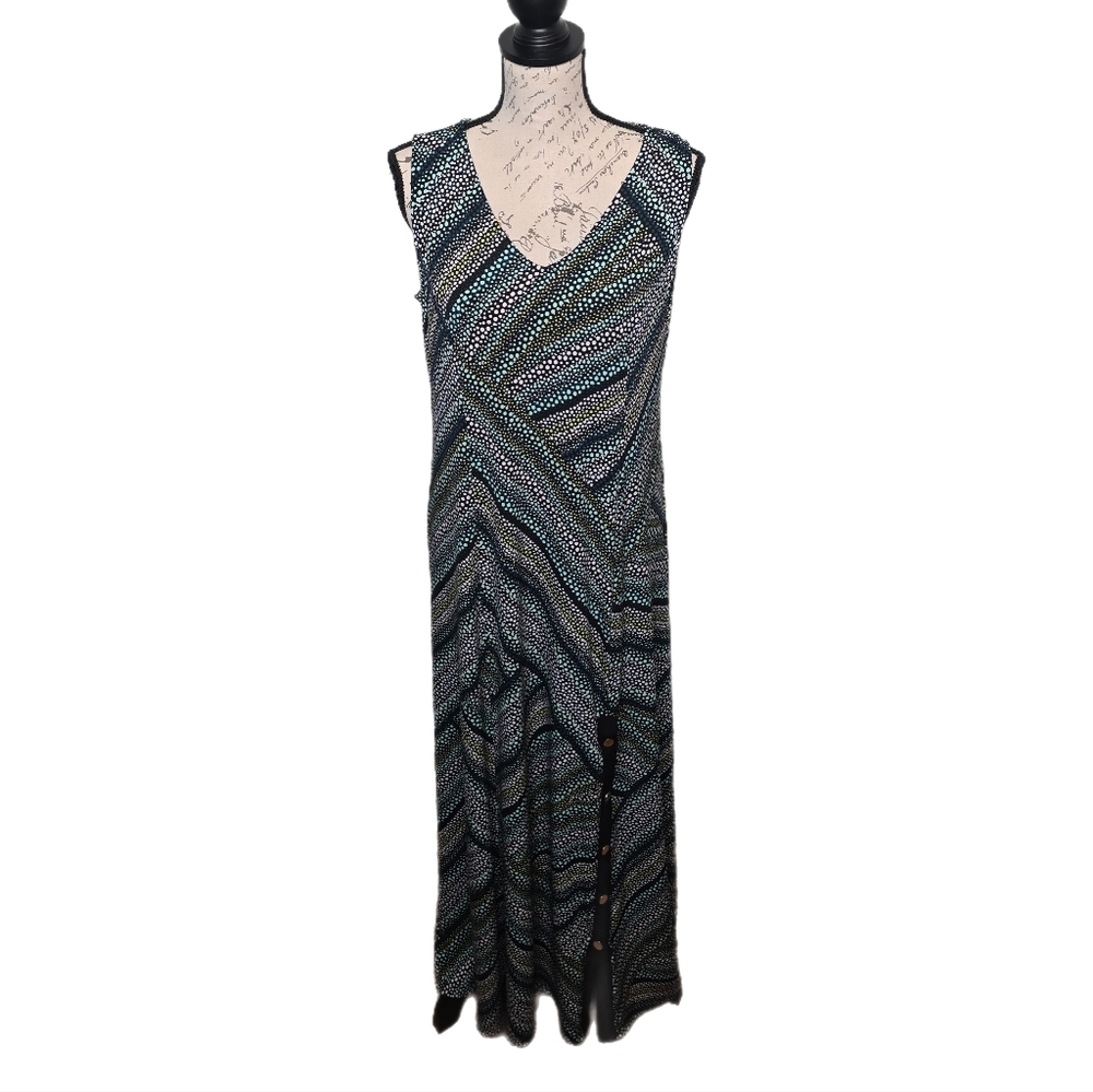 Susan Graver Liquid Knit Sleeveless Maxi Dress  Large Beach Casual Dress